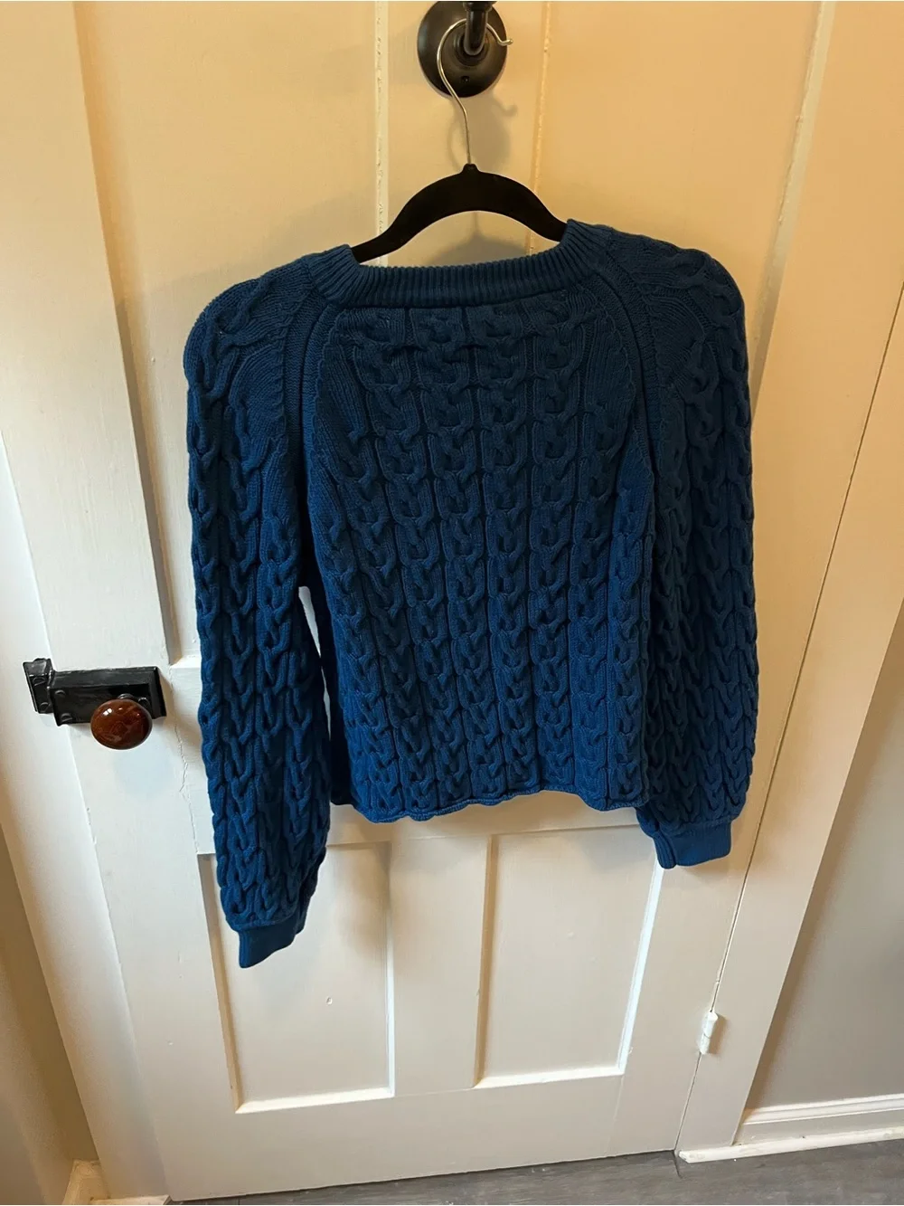 J. Crew Cable Knit Royal Blue Slight Crop Sweater Size Small - Picture 5 of 8